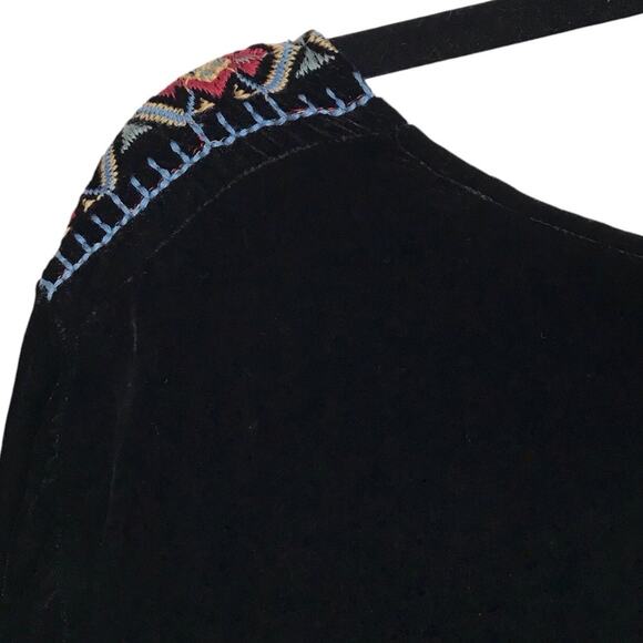 Johnny Was JWLA Velvet Floral Embroidered Short Sleeve Flowy Boho Blouse Top 2X - Picture 10 of 12